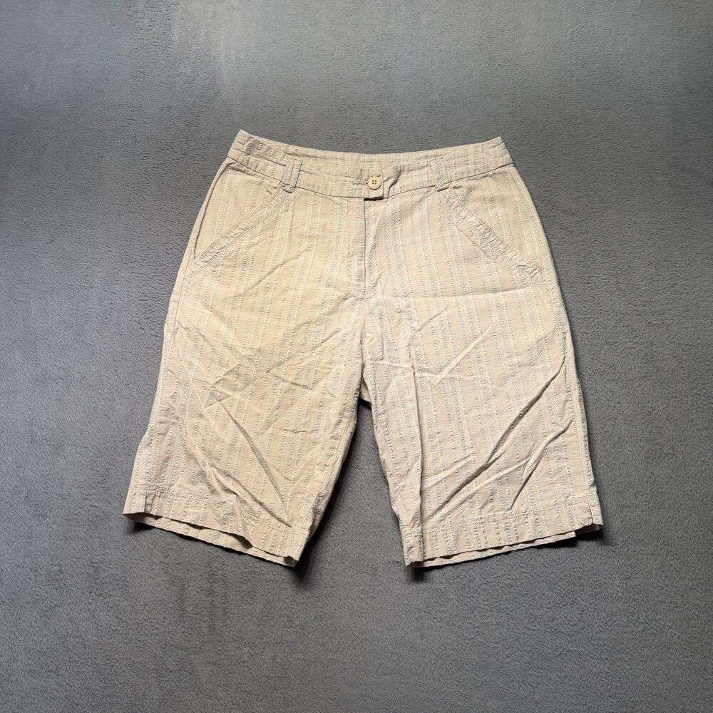 Woolrich Women’s Size 4 Bermuda Shorts Beige Blue Pink Striped Outdoor Casual